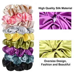 Nya kvinnor elastiska hårband mode 18 färger söta skönhetsflickor huvudbonader casual satin solid scrunchie hårband