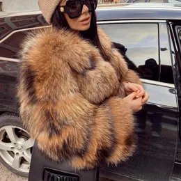 Women's Fur Faux Fur OFTBUY Real Coat Winter Jacket Women Natural Fox Fur Raccoon Outerwear O-neck Thick Warm Luxury Female Plus Size Streetwear 231117