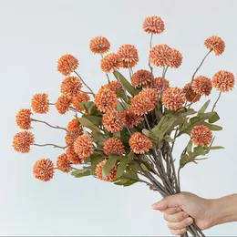 装飾的な花5ヘッドシルクタンドンリオンフラワーボールchrysanthemumホームガーデンウェディングデコレーションのための人工長い枝