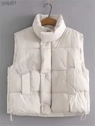 Piumino da donna Parka Taglie forti Abbigliamento da donna Gilet invernale Colletto rialzato Versione con zip Colori solidi Laminato e ispessito con giacca calda in cotoneL231118