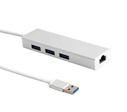 استهلاك Electronics USB 30 إلى RJ45 LAN CARD GIGABIT ETHERNET Network Adapter Cable مع 3 PORT HUB لـ MacBook Notebook MOBI1836449