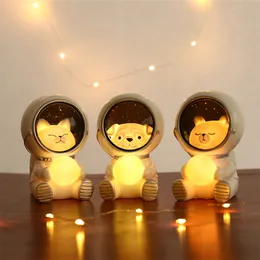 Lamps Shades LED Night Light Astronaut Cute Cat/Bear/Dog Lamp Kawaii For Kid Baby Children Bedroom Bedside Decor Light Soft Warm Gift Lamps 230418