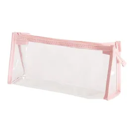 PVC Pencil Bag dragkedja Pouch School -elever Rensa transparent Stationery Väska Vattentät plastförvaringsbox Pen Case Mini Makeup Väskor