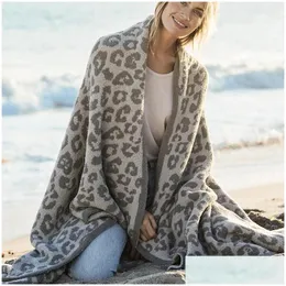 Coperte Mezza lana di pecora Coperta lavorata a maglia Leopardo Peluche Dream Drop Consegna Tessili per il giardino di casa Dhajg