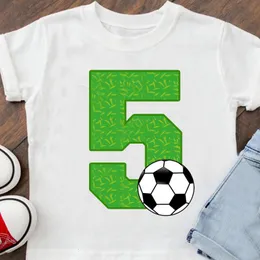 T-shirt koszulki dla chłopców/dziewcząt Zabawne urodziny piłki nożnej Numer 2-9 lat chłopiec tshirts futbol daje dzieciom urodzinowe odzież 230418