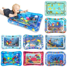 Play Mats 36 Designs Baby Kids Water Play Mat uppblåsbar PVC Infant Mage Time Playmat Toddler Water Pad For Baby Fun Activity Play Center 230417