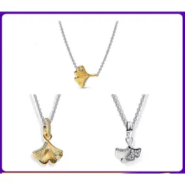 Pan's Plating Silver Plated One Leaf Autumn Knowledge Pandoras Necklace with Ginkgo Leaf Design Elegant and Elegant Female Style pandoras charms necklace