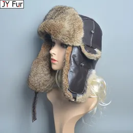 Beanieskull Caps 2023 Rus kadınlar gerçek koyun derisi gerçek tavşan kürk şapkaları doğal sıcak kapak lady kış açık bombardıman uçağı 231117