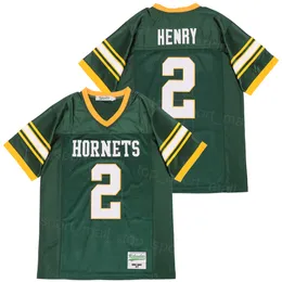 ハイスクールフットボール2デリックヘンリージャージーYulee Hornets Moive Pure Cotton Breseable Green Team College Stitched Universited Sportファンのプルオーバーユニフォーム