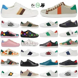 2023 Luxurys Designer Ace Chaussures Casual Sneakers Bee Chaussures Baskets en cuir Broderie Stripes Sneaker Marche Chaussure de sport TOP qualité et Hommes Femmes