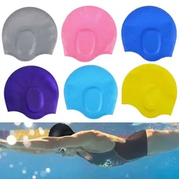 Simningskåpor Vattentäta vuxna Simkåpor Silikon Elastiska öron Protector Män kvinnor Långt hår Sport Simning Pool Cap Hat Dykning levererar P230418