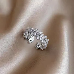 Romantyczne liście laboratoryjne pierścionek z palcami 925 srebrny impreza ślubna pierścienia dla kobiet biżuteria w klubie ślubnym