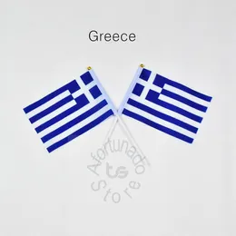 Grecja baner 10 sztuk 14 x 21 cm Flag 100 Flagi poliestrowe z plastikowymi flagami do dekoracji świętowania Grecja4977851