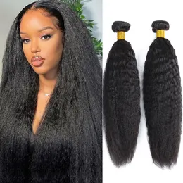 Lace Perücken Echthaar Kinky Straight Bundles 1 3pcs Brasilianische Weberei Yaki Long Thick 230417