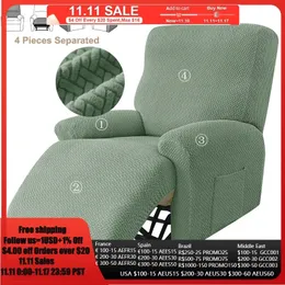 Stol täcker delad Jacquard Recliner Cover Elastic Lazy Boy Chair Soffa Covers Stretch Spandex Couch Slipcovers fåtöljfodral fast färg 231117