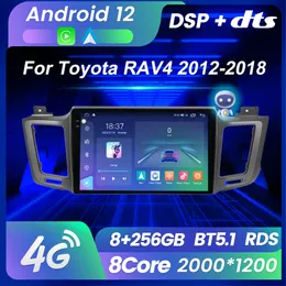 CAR DVD Radio QLED 256G Android för Toyota RAV4 4 XA40 5 XA50 2012-2018 CARPLAY multimedia videospelare Stereo