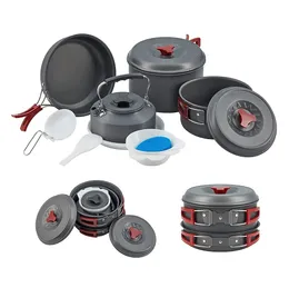 17PCS Camping Cookware Mess Kit Backpacking Cooking Set Lightweight Cookware Sets Outdoor Cook Gear for Family Hiking Picnic