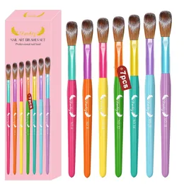 Nail Brushes 7PCS Acrylic Nail Art Brushes Set for Acrylic Powder System Color Application Extension Carving Size 6/8/10/12/14/16/18 231117