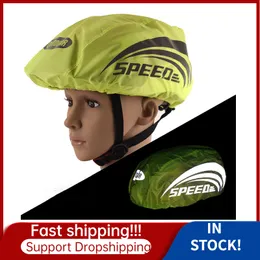 Outdoor -Hüte 1PCS Universal Fahrradhelm wasserdichte Abdeckung mit reflektierendem Streifen -Radfahren MTB Road Bike Regenradzubehör 230418