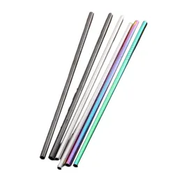 Stainless Steel Drink Straw 6*0.5*215mm Reusable Rainbow Gold Metal Straight Bend Straws Drink Tea Bar Drinking Straws 12 LL