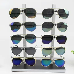Torebki biżuterii podwójne rzędowe 10 par drewnianych okularów okulary okulary wystawowe Rack drewniane zbóż butikowy typ