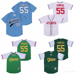 Moive Baseball 55 Kenny Powers koszulka na wschód i pucha chłodna baza pullover wszystkie zszyty niebieski zielony biały zespół Coll College Cooperstown Pullover emeryt mundur