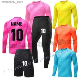 Collectable New Men's Adult Soccer Goalkeeper Uniform Protective Sponge long Seve Kid Training Football Goalkeeper Soccer Jersey Top Pants Q231117