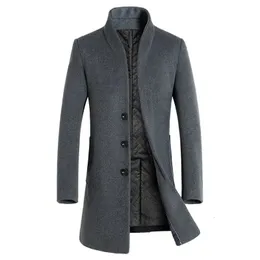 Trench da uomo Autunno Inverno Marca Uomo Misto lana Cappotti Moda Tinta unita Medio lungo Cappotto Cappotto di lana casual da lavoro di lusso S-3XL 231118