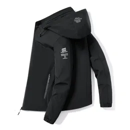 Herrjackor Spring Mens Jacket Trendy Thin Solid Color Hooded Jackets Hip Hop Streetwear Man Casual Coats Sport Autumn Black Windbreaker 4xl 231118