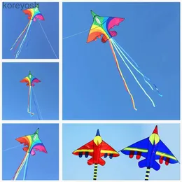 カイトアクセサリー無料送料無料虹色の飛行機kits kits Flying Fighter Kite Line Outdoor Kites Toys Professional Kite Factoryl231118