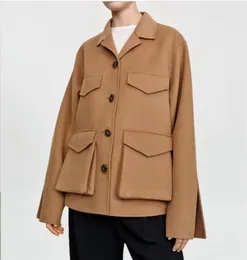 Tot e- me ikoniczny podwójnie warstwowy materiał wełniany kaszmirowy wełniany kurtka francuska kurtka wełniana na wielbłąda premium