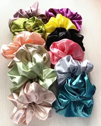 REAL 100% Silk Large Scrunchie Mulheres elásticas elásticas artesanais Multicolor Band Band Ponytail Poytand Hair Band Accessories Ties goma