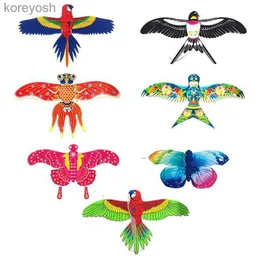 Kite Accessories 1Set Children Kite Cartoon Butterfly Parrot Swallows Eagle Theme Kite With Handle Children Kids Flying Kite Outdoor Toys GiftsL231118