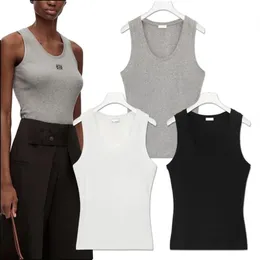 Kadın kırpılmış üst tişörtler tank üst anagram normal kırpılmış pamuk jersey camis dişi femme örgü tees tasarımcı nakış örgü spor nefes alabilen yoga üstleri