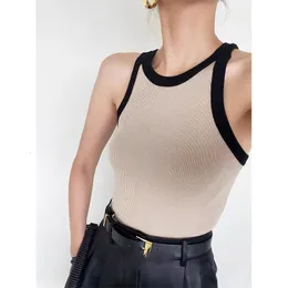 Kamisoslar tank tank üstü kadınlar için çarpışma renk Camisole fanila retro fransız aşınma elbise İnce kısa üstler rahat tank tees 230418