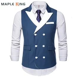 Men's Vests Formal Suit Vest For Men Chaleco Hombre Elegante Double Breasted Wedding Party Formal Slim Fit Sleeveless Jacket Mens Waistcoat 230418