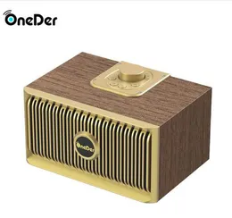 ONEDER-V5 Bluetooth مكبر صوت Retro Wooden Wireless Portable Outdoor Home Desktop Audio Bass Radio Aux Hifi TF Card FM SPEAKERS VS V6 D6 V2