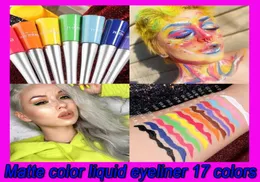 Bunter Neongrün-Weiß-Matt-Flüssigkeits-Eyeliner-Stift, wasserfester Make-up-Flüssigkeits-Eyeliner, Blau-Grün-Gelb-Augen-Kosmetik-Stift 17 7329078