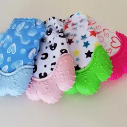 Çocuklar Mittens Bebek Teether Kalp Yıldızı Baskı Silikon Eldivenler Çocuklar Çocuk Dişleri Anti Yemek El Diş çıkarma Bakımı 230417