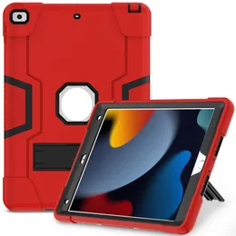 Tufft Kickstand Tablet PC-fodral för iPad 10.2 9: e 8: e 7.5 9.7 Air 2 Air2 Anti-Drop Anti-Shock 3-lager stativomslag