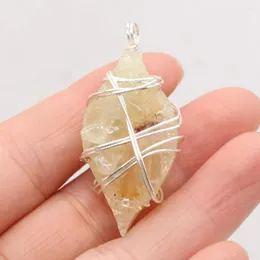 Pendanthalsband Natural Stone Gem Citrine Marquise Shape Handgjorda hantverk diy halsband smycken tillbehör gåva gör för kvinna