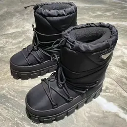 En kaliteli gündelik ayakkabılar yüksek koyun derisi ayak bileği botları slipon tıknaz alt bootie yuvarlak ayak parmağı up kayak kar botu kadın açık ayakkabılar lüks tasarımcı düz bott
