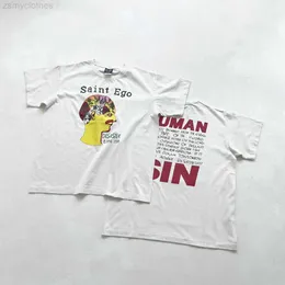 Mäns T-shirts Saint Michael Brain Men t-shirt tvättade vintage hiphop högkvalitativa överdimensionerade tees
