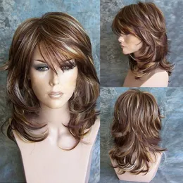 Synthetische Perücken WHIMSICAL W lange natürliche Welle für Frauen Ombre Blonde Brown Perücke hitzebeständiges Haar 230417