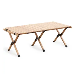 Mesa de piquenique dobrável, mesa de acampamento portátil com bolsa de transporte, mesa externa de madeira, tamanho M 90cm