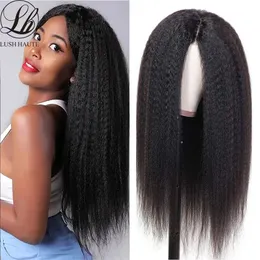 Synthetic Wigs 220% Density Kinky Yaki Straight Natural Black For Women Heat Temperature Glueless Cosplay Afro 230417