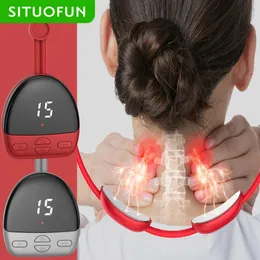 Back Massager SITUOFUN Portable Hanging Neck Pulse Heat Therapy Electric EMS Massage Pendant Shoulder and Muscle Pain Relief 230417