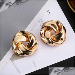 Stud Big Vintage Metal Twisted Stud Earrings For Women Charm Gold Color Maxi Statement Spiral Earring Jewelry Drop Delivery J Dhgarden Otdpp