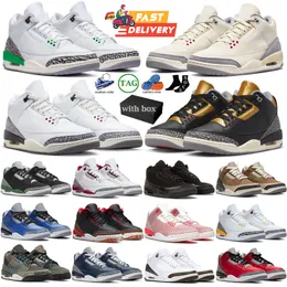 3s Casual shoes 3 Men Women Basketball Sneakers Lucky Green Wizards Fire Red Racer Blue Pine Green Cool Grey Laser Orange Katrina Archaeo Brown Trainers 36-47