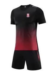Stoke City F.C. رجال المسارات الصيفية الترفيهية قصيرة الأكمام بدلة التدريب الرياضة بدلة في الهواء الطلق لركض القميص الترفيه